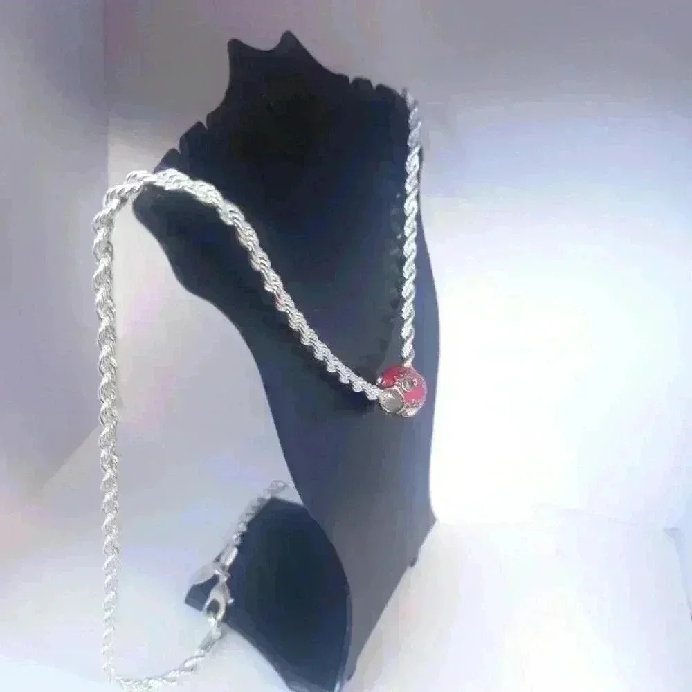 Animal Lover Paw Print Silver Necklace - Picture 3 of 4